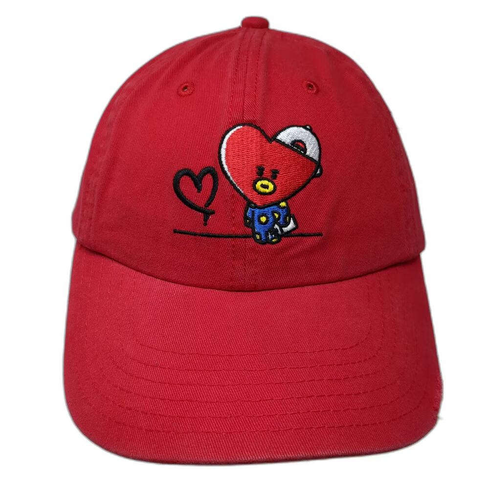 BT21 Tata Red Baseball Cap One Size OSFM Embroidered Heart Adjustable Cotton Hat